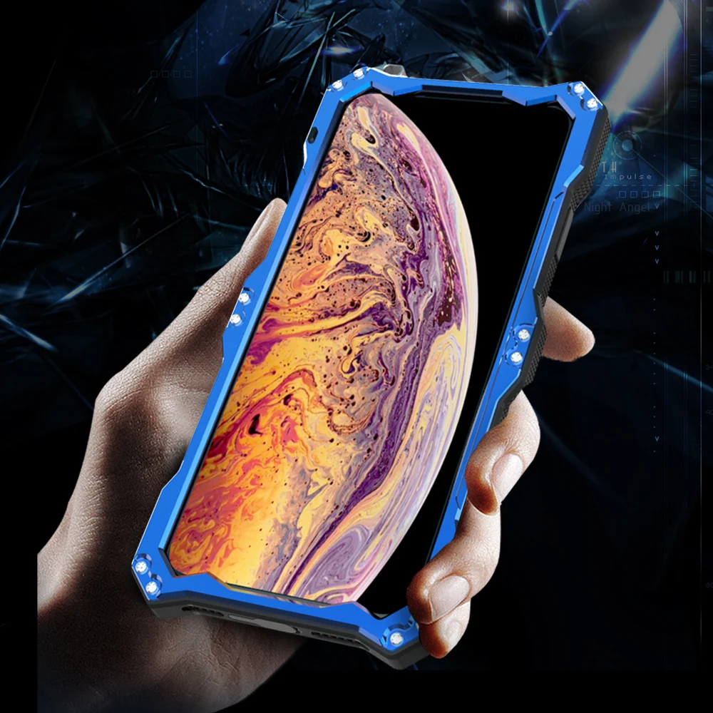R-просто дизайн Алюминиевый чехол для телефона для Iphone X XS Max XR защитный чехол для Iphone XS MAX XR противоударный металлический чехол для телефона