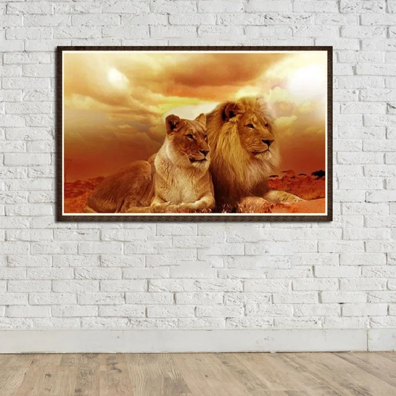 

5D Diamond Embroidery Cross Stitch DIY Diamond Painting Animal Lions Diamond Rhinestones Christmas Gift Home Decor