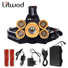 Z60T10 Litwod 15000 lumens rechargeable led headlamp T64Q5 zoomable head flashlight cree xml t6 head lamp waterproof lights