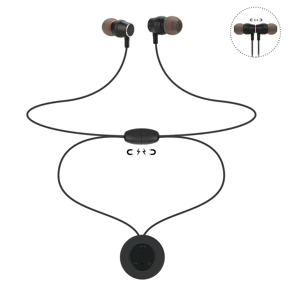 

2019 new Fashion Bluetooth Headphone Wireless Sweatproof Earphone Magnetic Necklace Pendant Movement Bluetooth Headset