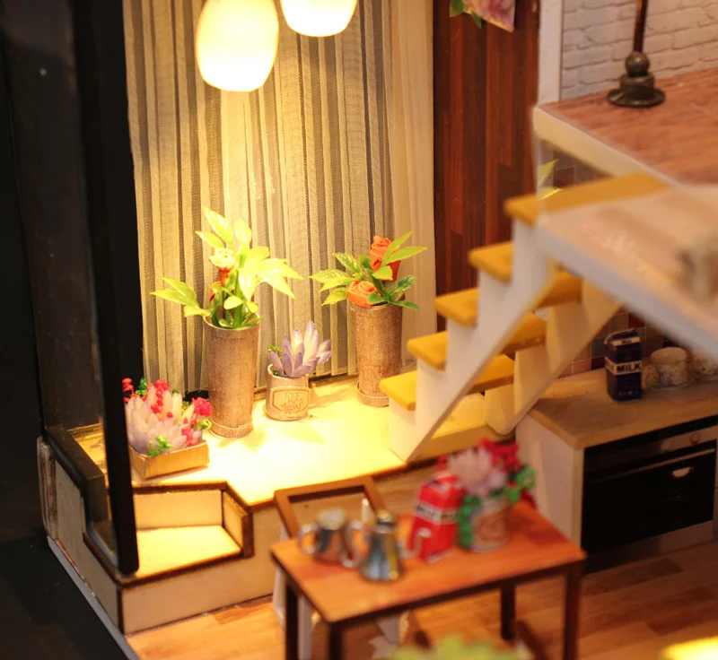 DIY Wooden Miniatures LED Doll House Japanese Tatami Christmas Kids Birthday Party Girl's Gift Toys Fine Furniture Set Pre-order (4)