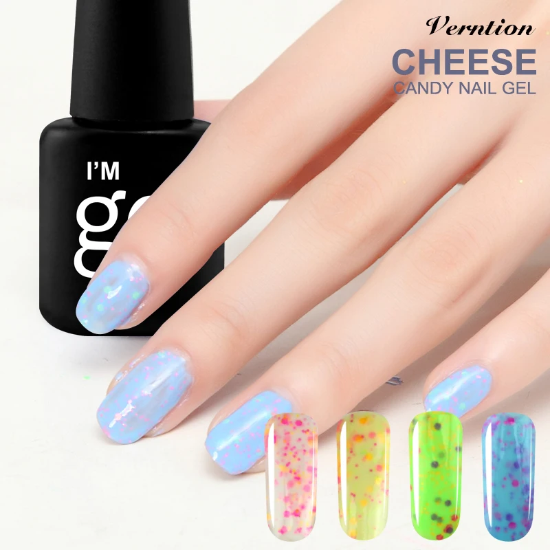 

Verntion 8ml Colorful Candy Cheese UV Long Lasting Gel Polish Spangles for Nails Semi Permanent All for Manicure Design
