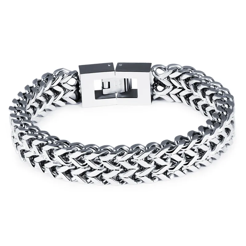 

Titanium steel men's bracelet personality overlord chain square buckle