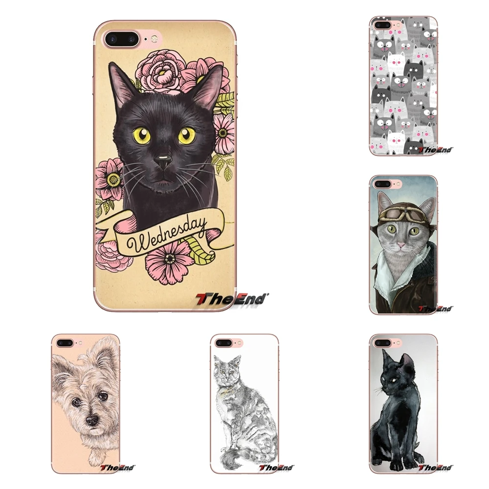 Silicone Phone Case For Samsung Galaxy S3 S4 S5 Mini S6 S7 Edge S8 S9 S10 Plus Note 3 4 5 8 9 Hand Draw Image Portrait Cat Crown |