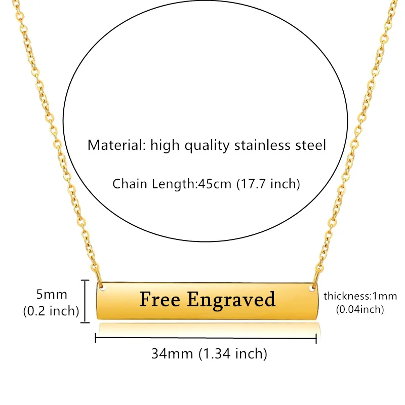 Бар Цепочки и ожерелья выгравированное слово буквы Нержавеющая сталь персонализированное ожерелье C именем табличка-Индивидуальный заказ с возможностью выбора любого имени