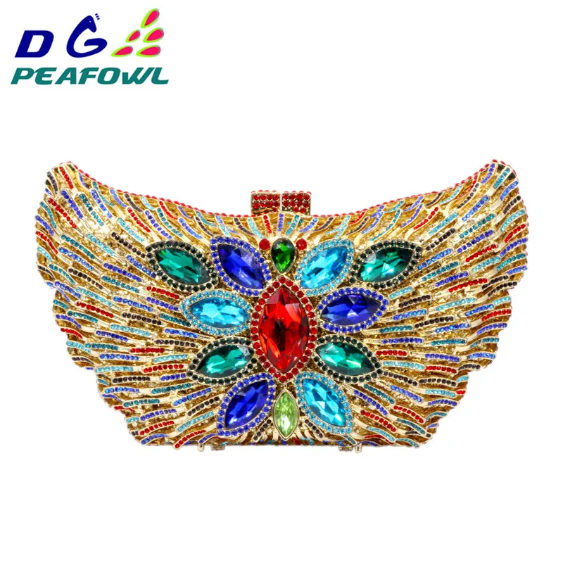 DG PEAFOWL новые модные роскошные женские вечерние клатчи сумочка с кристаллами бриллиантов цветок сумочки на цепочке вечерние сумочки