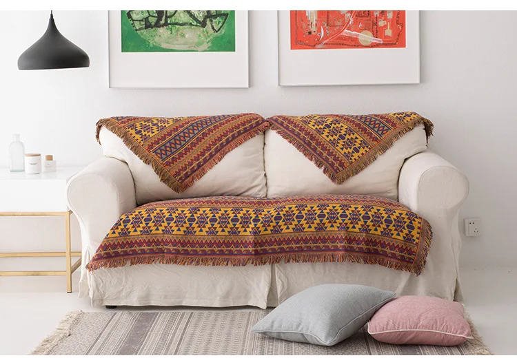 Одеяло s богемное нитевое одеяло диванное декоративное покрывало на диван/кровать/плоское вязаное одеяло с кисточкой покрывало для дивана ковер