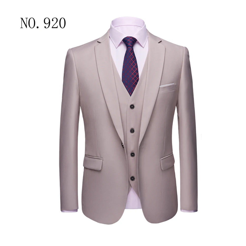 OSCN7 Solid Color 3PCS Suit Men Plus Size Casual Business Wedding Fashion Suits Terno Masculino 917 OSCN7 Solid Color 3PCS Suit Men Plus Size Casual Business Wedding Fashion Suits Terno Masculino 917
