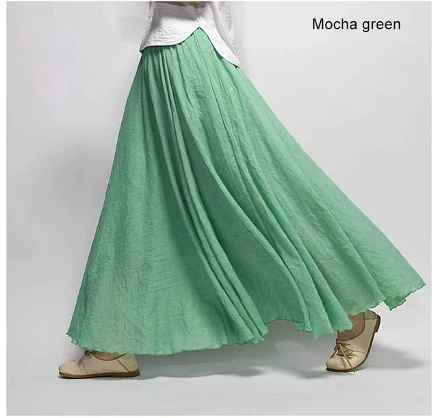 Japan Style Solid High Waist Skirt For Women Ladies Maxi Skirt Casual ...