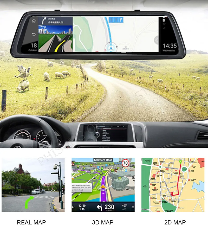 Phisung V9 Plus 4CH камера s объектив 1" Android Navi Автомобильная камера с gps зеркало заднего вида dvr привод рекордер ADAS wifi RAM2GB+ ROM32G