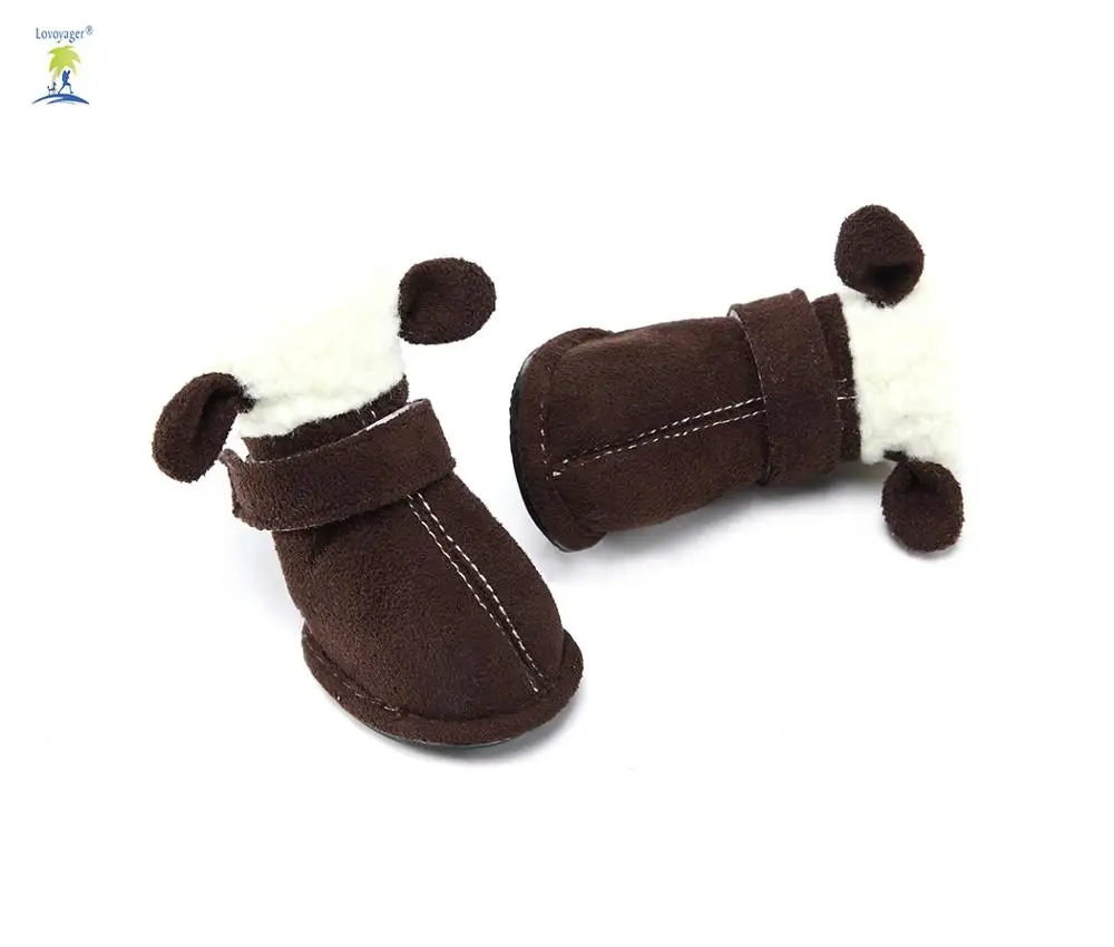 Lovoyager/комплект из 4 предметов; зимние теплые непромокаемые сапоги для собак; защитная спортивная обувь для домашних животных; нескользящая обувь; меховая обувь