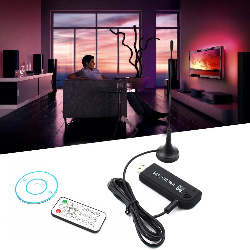 Digital USB 2.0 TV Stick FM DAB DVB-T RTL2832U R820T SDR DAB FM HDTV TV Tuner Receiver Stick IR Remote with Antenna (7)