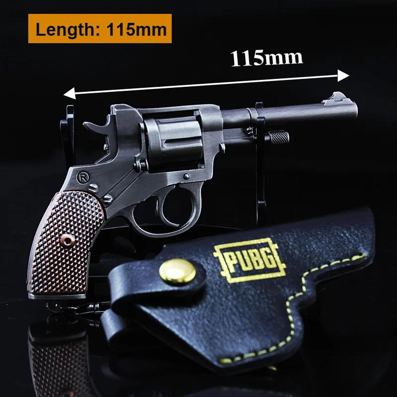 12cm PUBG R1895 Revolver Gun Model Keychain Metal Alloy Holster Weapon Toy Key Chains 360° Rotation Magazine Children Game Gifts 12cm PUBG R1895 Revolver Gun Model Keychain Metal Alloy Holster Weapon Toy Key Chains 360° Rotation Magazine Children Game Gifts