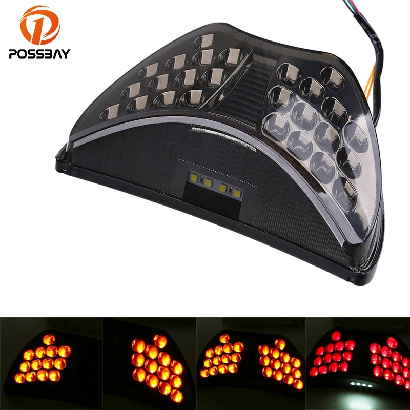 POSSBAY Motorcycle Taillight Integrated Brake Light Scooter Turn