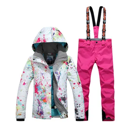 GSOU Снежный женский лыжный костюм s Открытый одноплатный двухбортный ветрозащитный водонепроницаемый штурмовая хлопковая одежда женский лыжный костюм - Цвет: color7