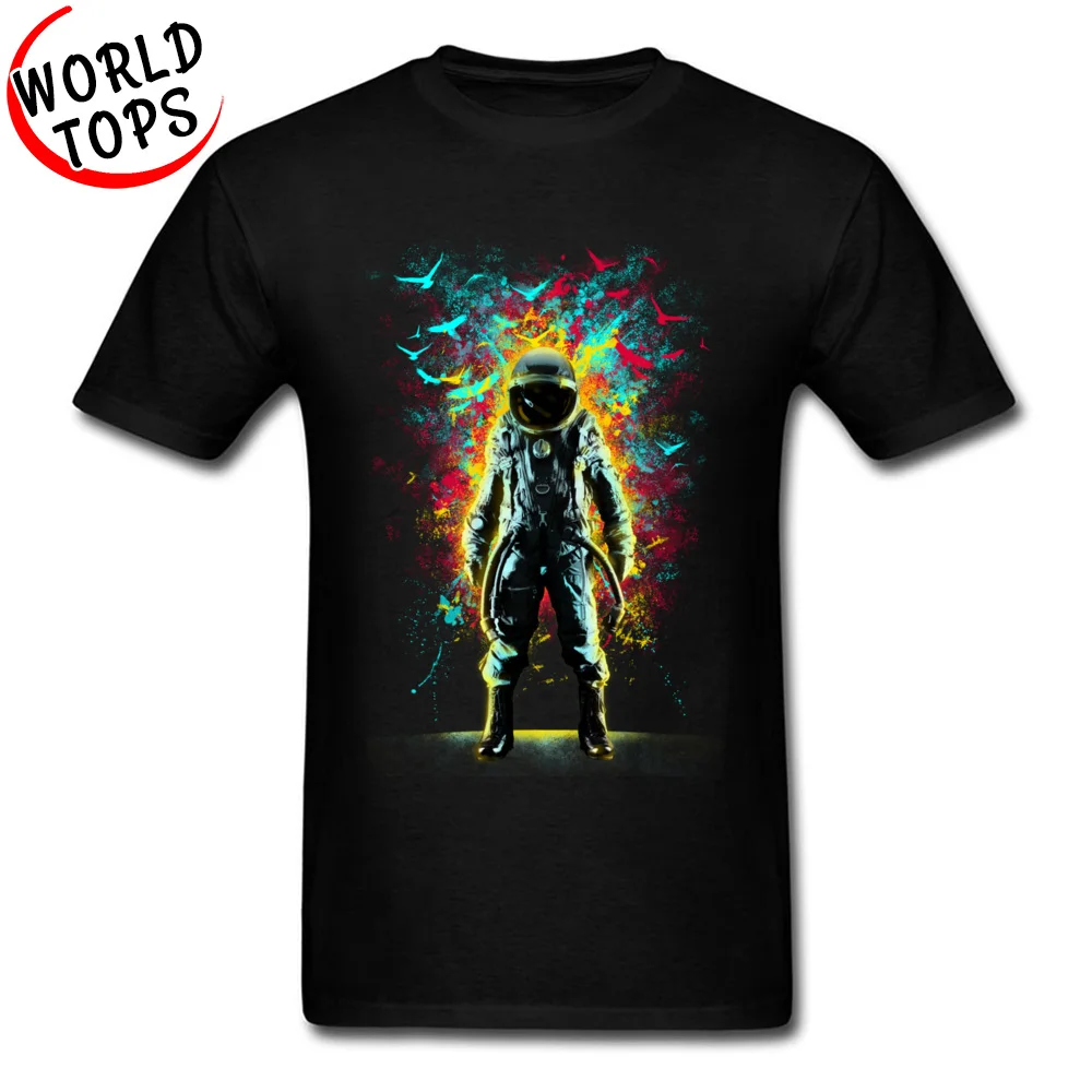 PrintedLeisure Short Sleeve T Shirt Labor Day Dominant Round Collar 100% Cotton Tshirts Boy T Shirts Subconscious Inner Space  Subconscious Inner Space black