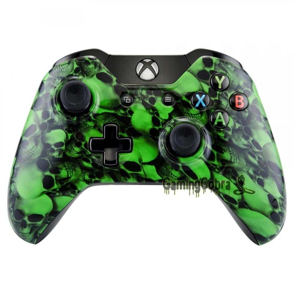 Hades Green Skull Faceplate Front Shell Case Repair Mod for Xbox One