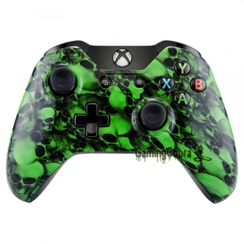 

Hades Green Skull Faceplate Front Shell Case Repair kit for Xbox One Controller