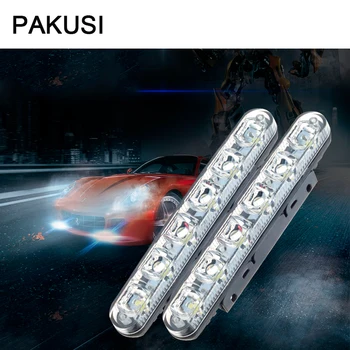 

PAKUSI 1Pair Car LED DRL Lights 12V 6LED fog lamp with yellow turn signal For Renault duster BWM e46 Ford focus 2 3 accessories