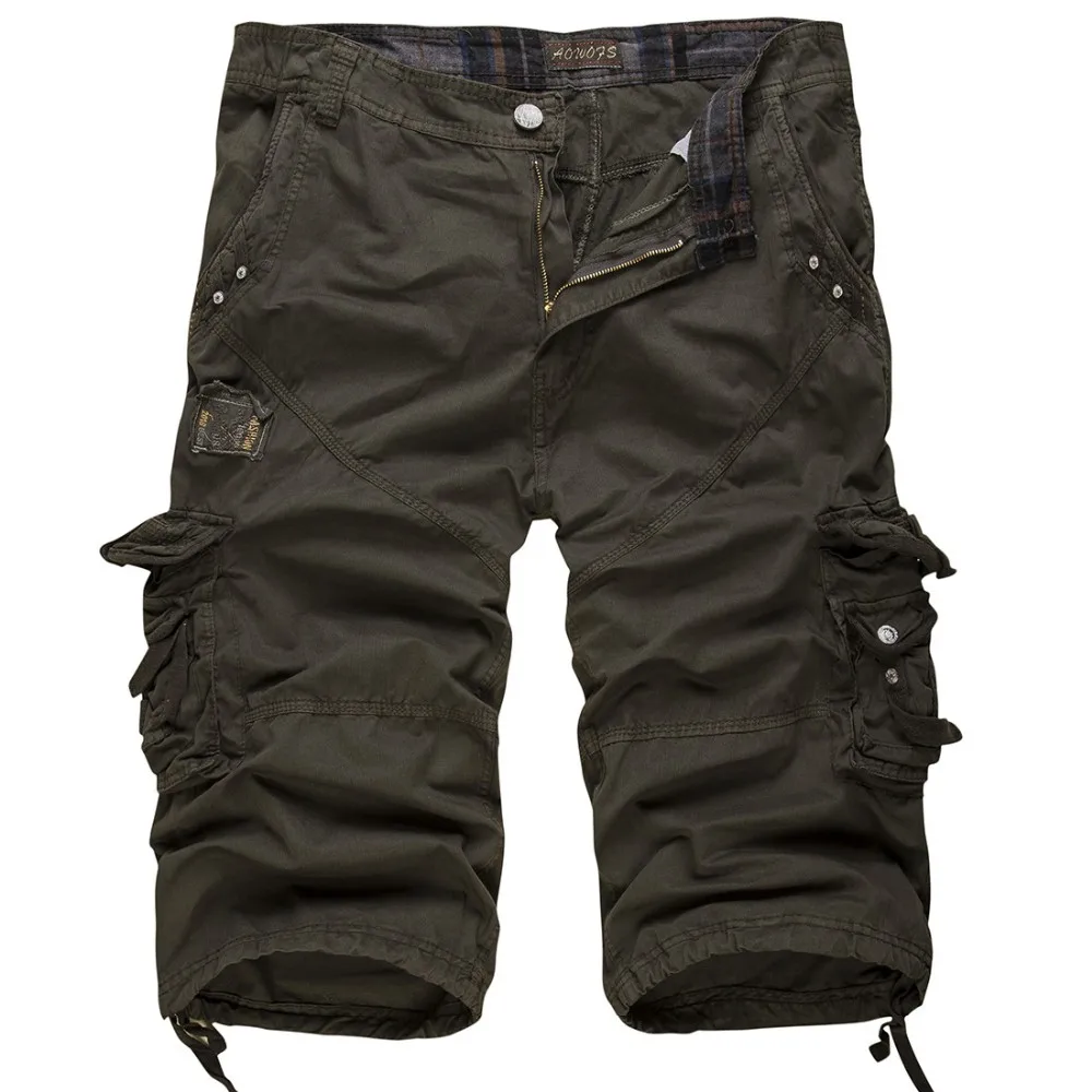 Высокое качество Для мужчин Хлопковые брюки-карго Шорты для женщин новый летний мужской сплошной multi-карманный Работа Короткие штаны