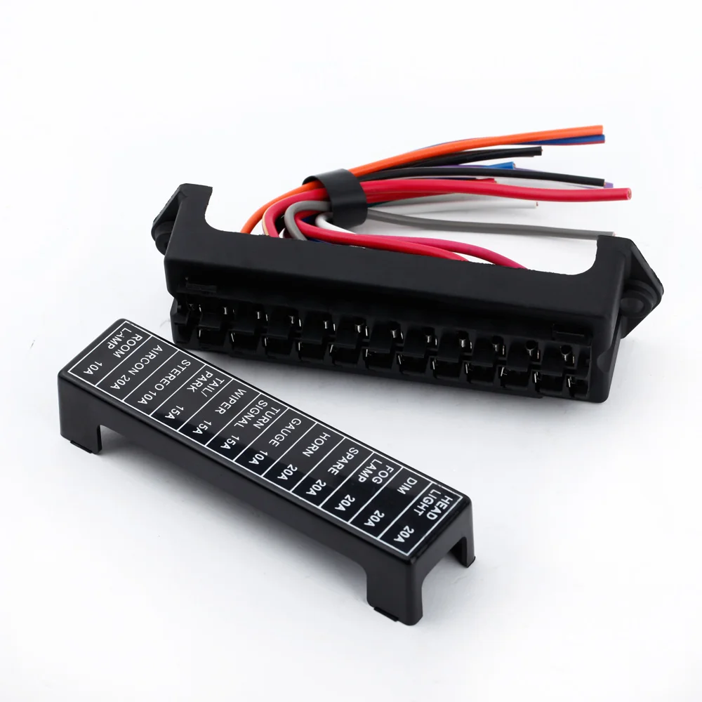 12 Way DC 12V Volt Fuse Box 24V 32V Circuit Car Trailer Auto Blade Fuse Box Block Holder ATC ATO 2-input 12-ouput Wire fuse box holder fuse box