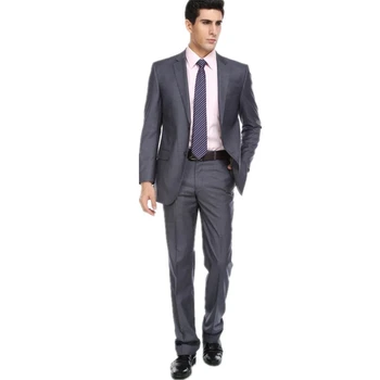 

Custom Made Mens Suits Groomsmen Notch Lapel Groom Tuxedos Grey Wedding Best Man Suit (Jacket+Pants) B634
