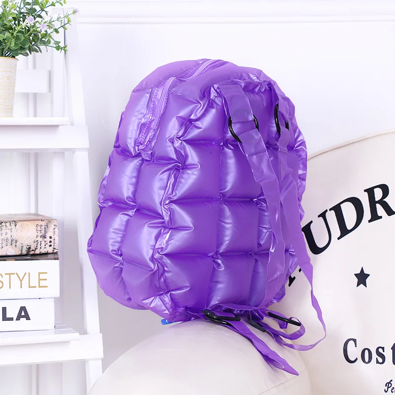 Новые женские пляжные сумки водонепроницаемый надувной кошелек рюкзак карамельный цвет желе ромбовидная решетка качественная сумочка из ПВХ для путешествий - Цвет: purple