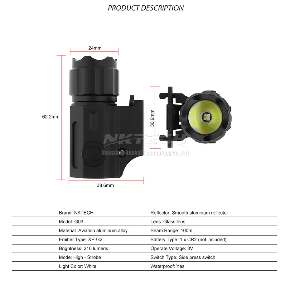 NKTECH тактический светодиодный фонарик пистолет мини G01 G02 G03 G07 G10 P05 P10 XP-G2 2-режим пистолет факел для Пеший Туризм Охота