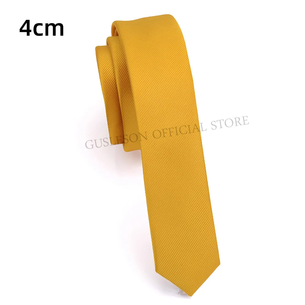 Gusleson Качество Повседневная 4 см тонкий Одноцветный галстук красный желтый зеленый Галстуки ручной работы модные мужские тканые узкий