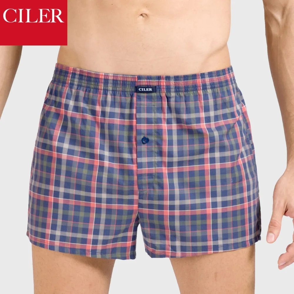 

CILER Men Underwear Boxers Shorts 100% Cotton Male Boxers Plaid Men Soft Underpants Boxer Gift