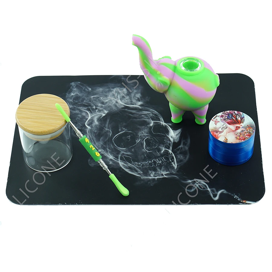 

A Set of Silicone pipe with glass container carving tool and grinder smoking pipe kit