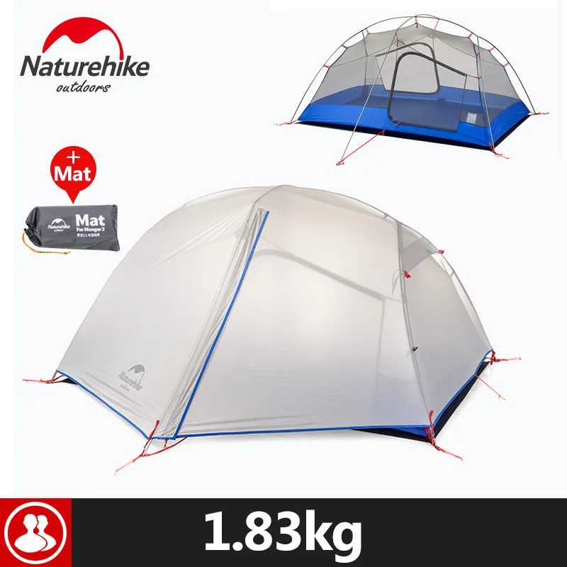 

Naturehike Double Layer Camping Tent For 2 Person 2 Colors 20D Silicone Fabric Rainproof Outdoor Beach Climbing Camping Tent