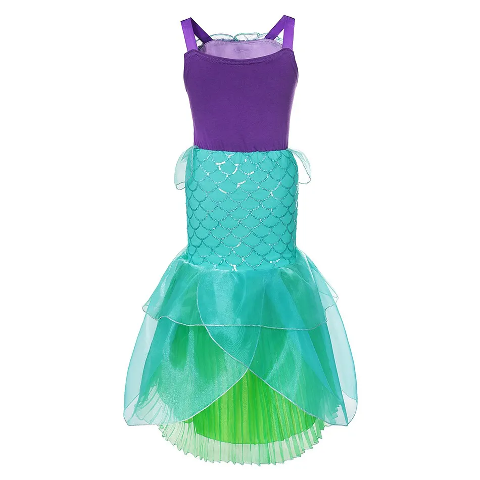 VOGUEON Girls Princess Ariel Dress Sequins Little Mermaid Costume Children Fancy Birthday Party Dress Up Outfit