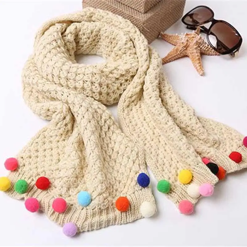 Новые милые детские шерстяные шарфы для девочек, зимняя домашняя уличная одежда