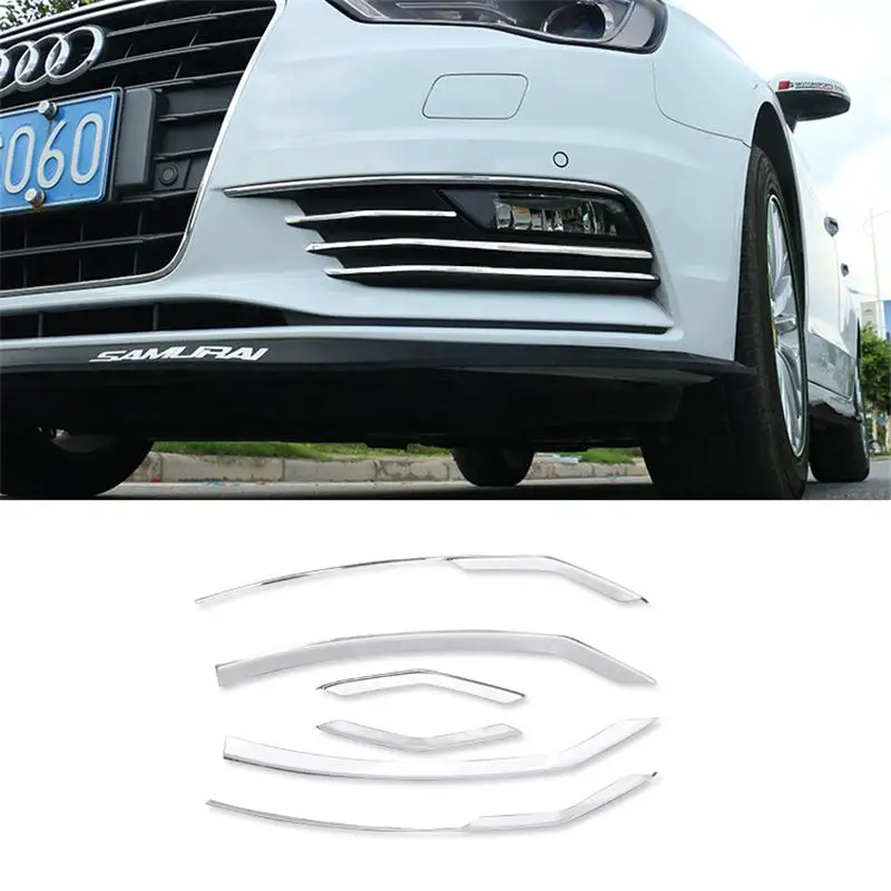 6 шт. внешней литье спереди Туман лампа рамка декоративная крышка отделкой стайлинга автомобилей Нержавеющая сталь наклейки для Audi A3 8 В 2013 - Название цвета: Audi A3 8V