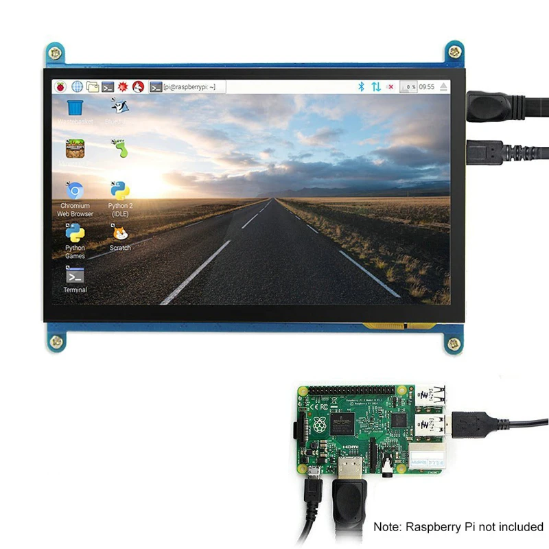 Raspberry Pi 3 Model B + 7 дюймовый ЖК сенсорный экран модуль дисплея 1024*600 800*480 HDMI TFT монитор