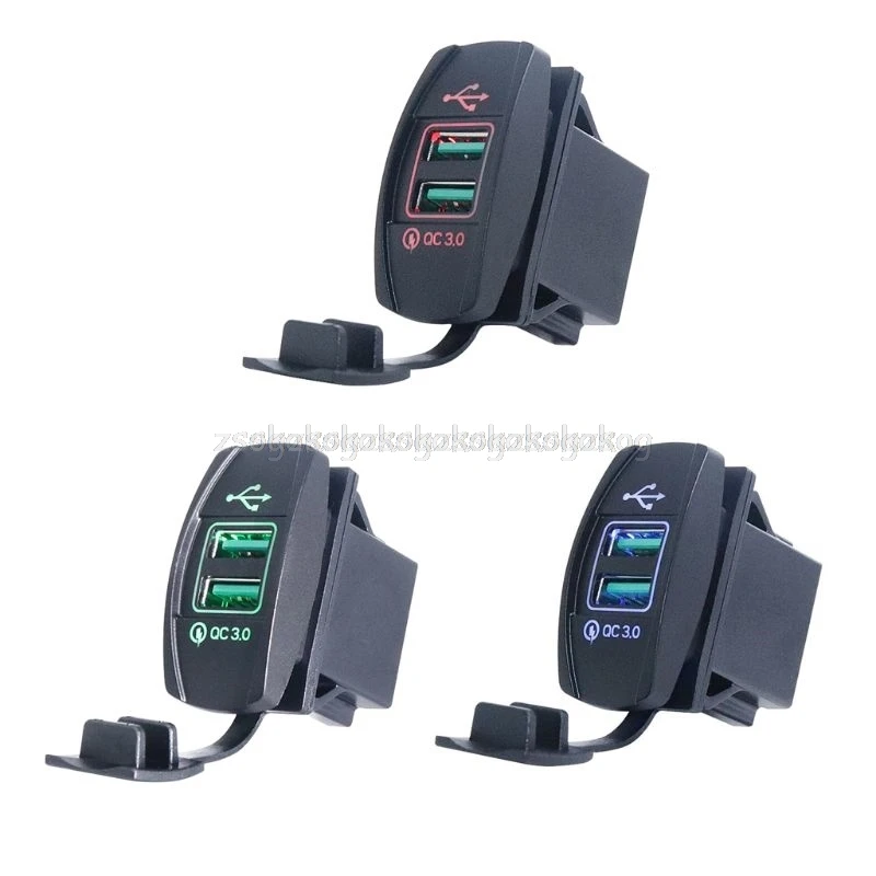 

DIY Dual USB Quick Charge 3.0 LED Fast Charger Power Adapter for 12V/24V Car Boat Motorcycle A20 19 Dropship