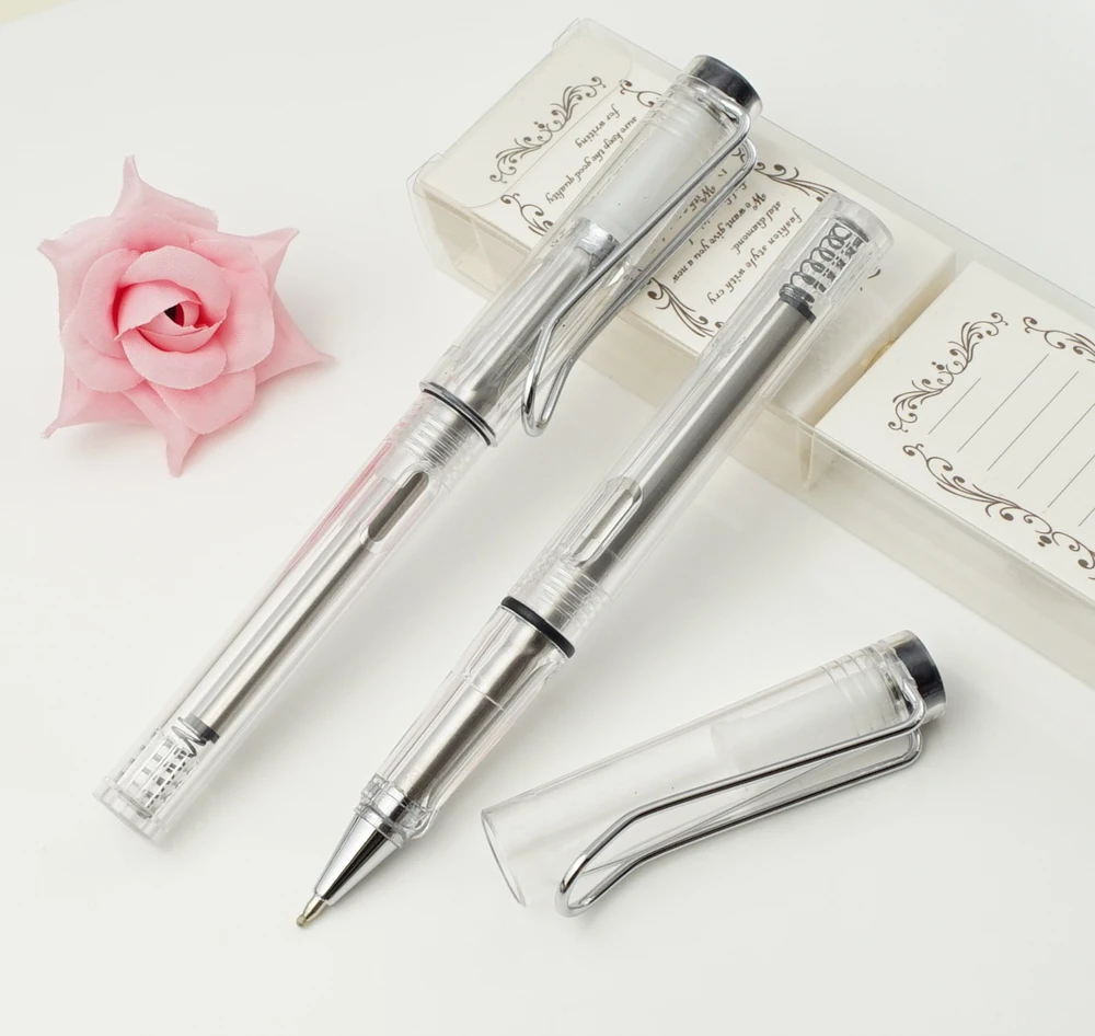 

Cute Transparent White Colour Spiral round body office Student Fine Ballpoint Pen New