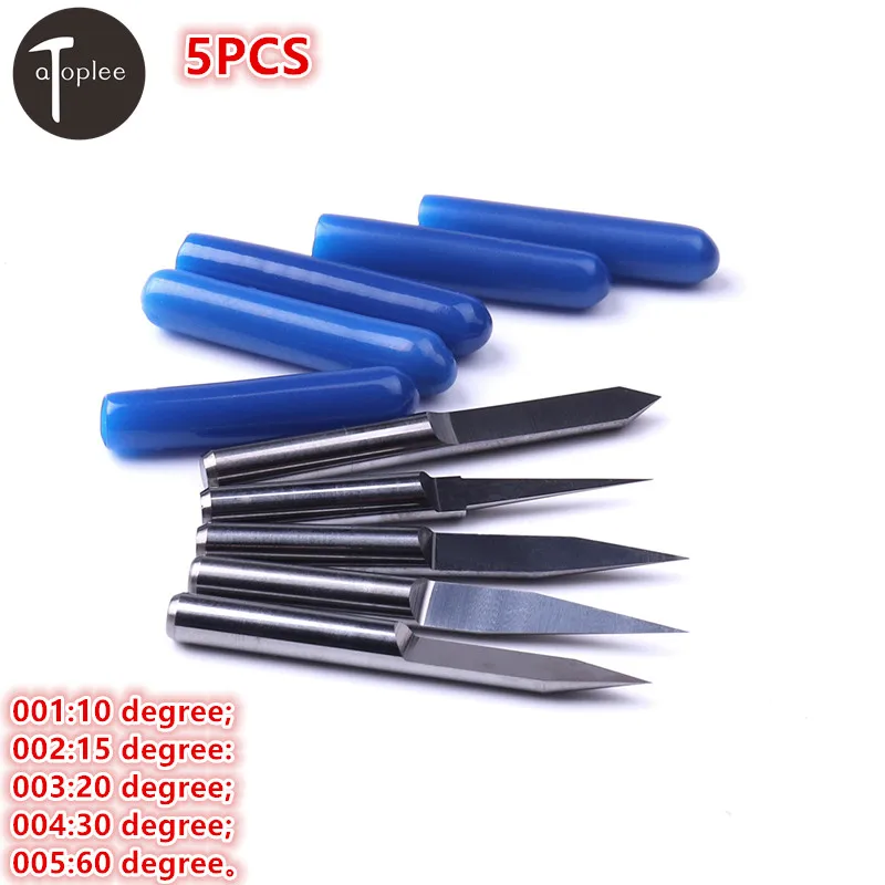 

5PCS 3.175mm 10/15/20/30/60 Degree V-Shape Flat Bottom Carbide PCB Engraving Milling Cutters Spiral Bit CNC Router Tool