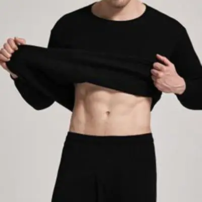 NFIVE бренд мужские комплекты из чистого хлопка осень зима новое качество Большой размер утолщение свободное теплое нижнее белье круглый вырез костюм - Цвет: 1