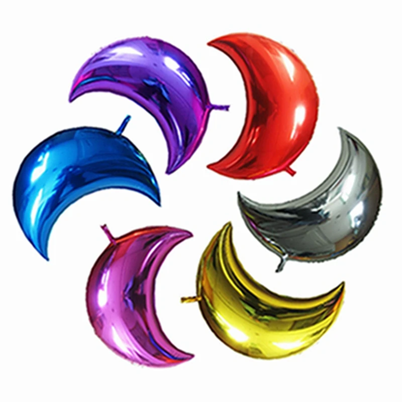 36 inch three-dimensional big moon aluminum foil balloon bright surface thick crescent shape | Дом и сад