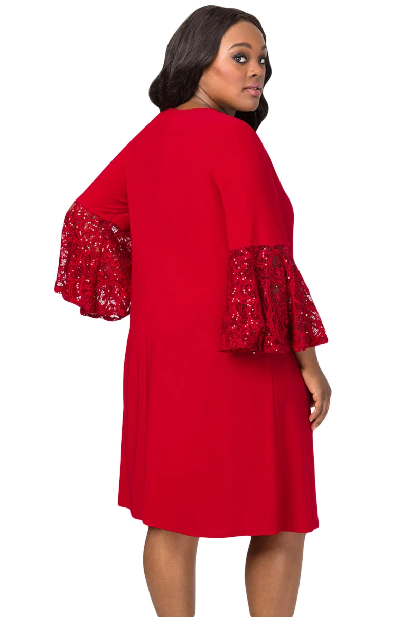 Red-Sequin-Lace-Bell-Sleeve-Plus-Size-Mini-Dress-LC610475-3-2