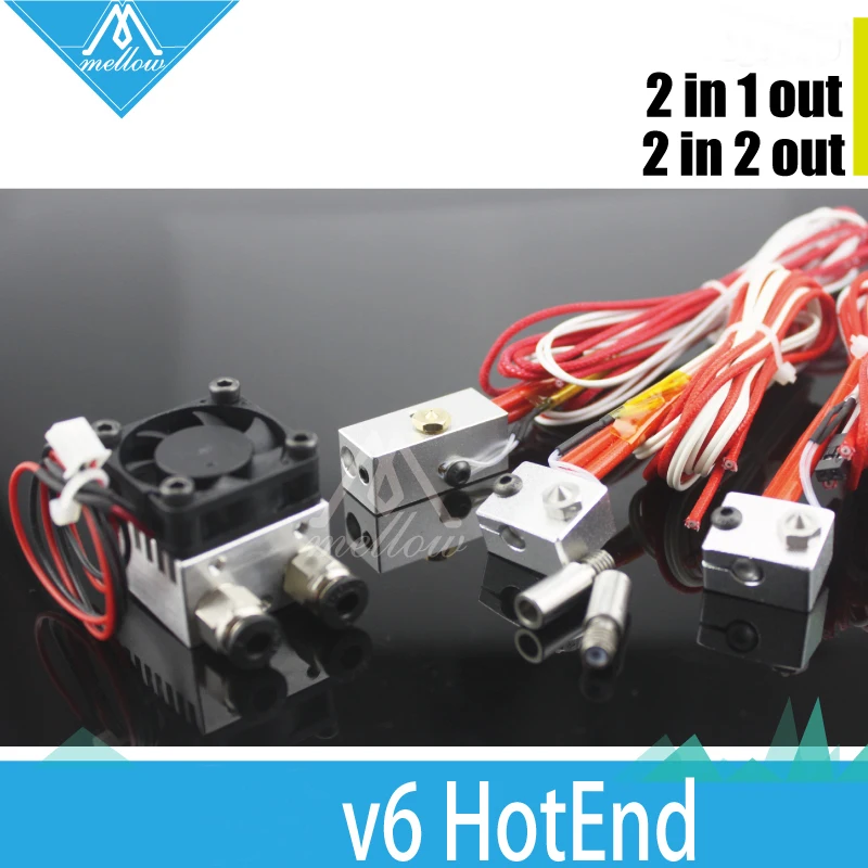 3D Printer All Metal Teflon Extrusion Cyclops and Chimera 2 in 1 out hotend Multi Color