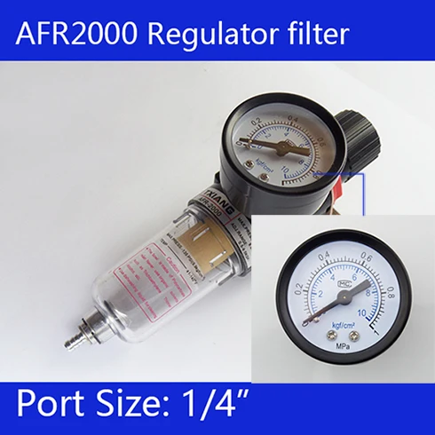 AFR2000 регулятор давления воздуха сепаратор воды Ловушка фильтр Аэрограф компрессор воды ловушка, сепаратор масла воды - Цвет: Mpa and kgf cm2