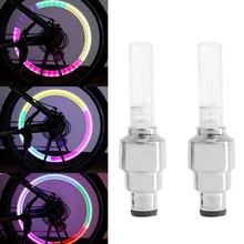 New 2018 arrival 2Pcs Bike Lights Bicycle Tyre Tire Valve Caps Wheel Spokes LED Light 7 Color F20