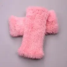 8 цветов женские настоящие Вязаные норковые меховые зимние длинные перчатки без пальцев эластичные меховые вязаные зимние варежки AG-35