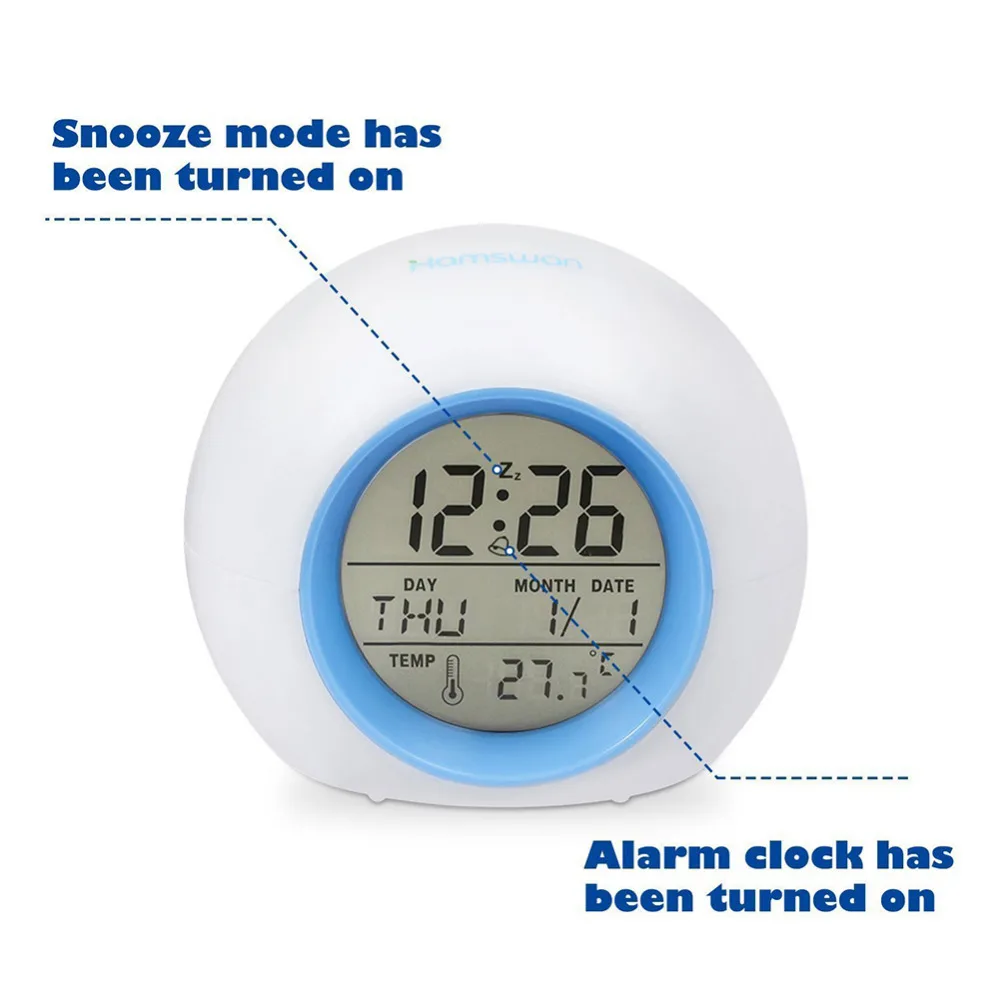 7 цветов, светодиодный цифровой будильник с датой, функция повтора температуры, будильник, настольные часы Despertador