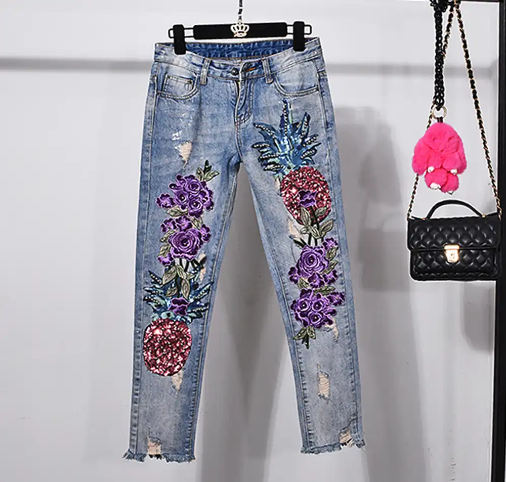 colorful ripped jeans