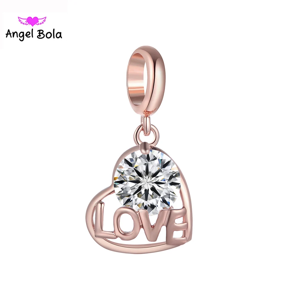 Цепочка с подвеской в виде сердца фианитом|pendant charms|endless charmscharm pendant |