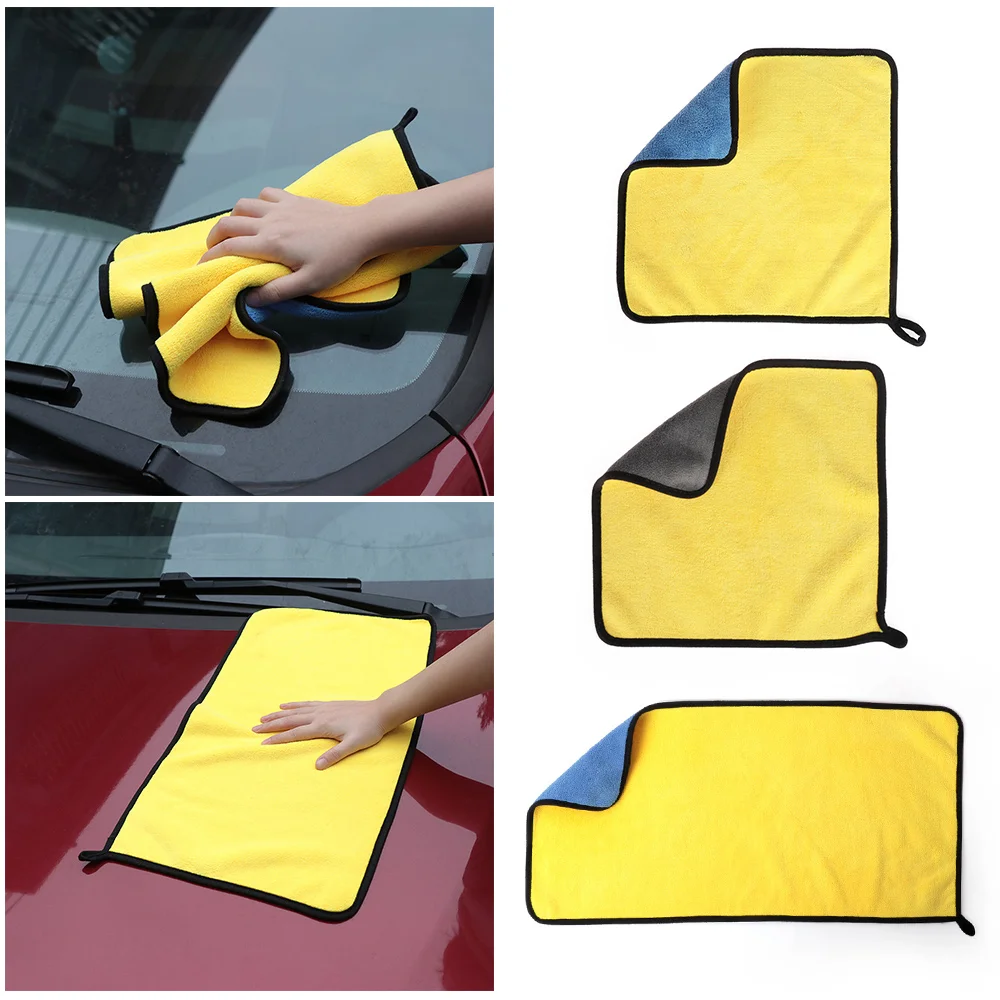 

1PC Super Absorbent Wash Towel Microfiber Coral Velvet Car Care Polishing Thick Plush Drying Cloth Weave Window Cleaning